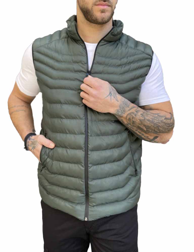 Ανδρικό κυπαρισσί αμάνικο μπουφάν καπιτονέ 3417K φωτογραφία